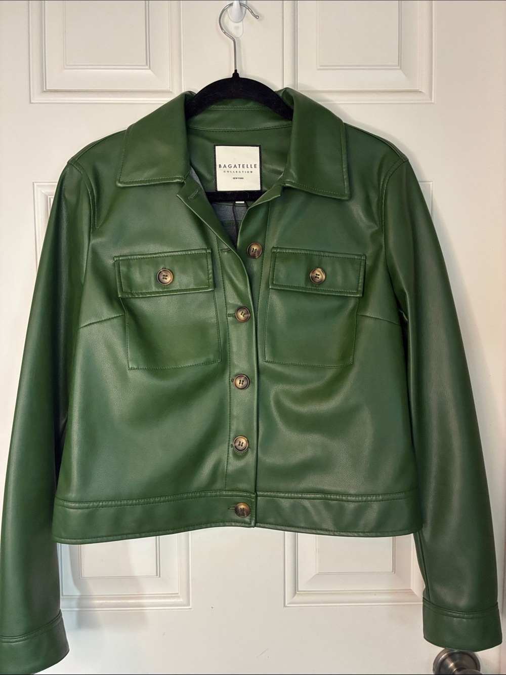 bagatelle Forest Green Faux Leather Button-Up Jacket